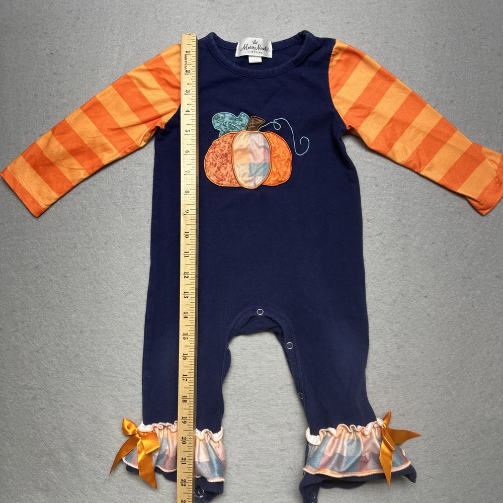 Marie Nicole Baby Girl Fall Thanksgiving Ruffle Romper Jumpsuit 12-18 Month - Picture 6 of 8